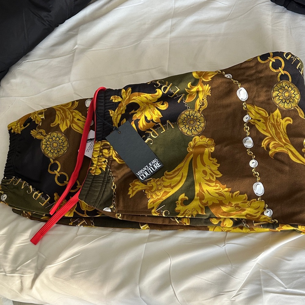 Versace Jeans Collection Black and Gold Patterned Joggers